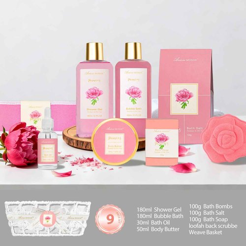 Gift Basket for Women Bath and Body Gift Basket Set for Women, 9pcs Home Spa Set for Self Care, Mothers Day Relaxing Bath Sets Birthday Christmas Gifts for Mom Sister Her Wife