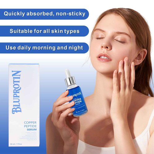 BLUPROTIN Copper Peptides Serum for Face, GHK-CU Peptide with Propylene Glycol&Copper Tripeptide-1&Hyaluronic acid, Anti-Aging Anti-Wrinkle Moisturizing Restore Collagen Enhance Skin Elasticity 30ml