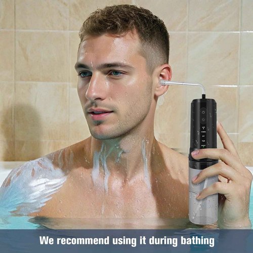 Ear Wax Removal, Electric Ear Irrigation Flushing System, Water Powered Ear Cleaner with 4 Pressure Modes, 6 Reusable Replacement Tips, Safe and Effective Ear Cleaning Tool for Adults (Black)