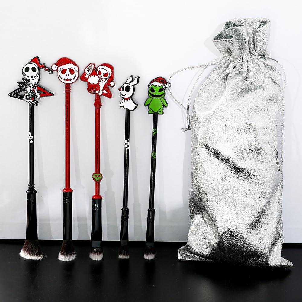 6pcs The Nightmare Before Christmas Makeup Brushes Corpse Bride Anime Makeup Brush Set Jack Skellington Eyeshadow Brushes Halloween Make Up Kit