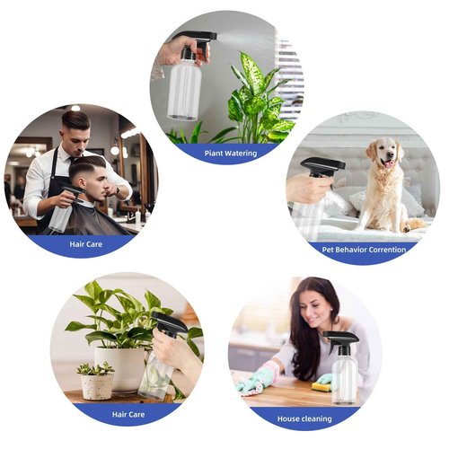 DODHEG 2 Pack Plastic Spray Bottles Clear Empty Spray Bottle for Essential Oils Cleaning Products, Plants, Pet, Hair 10 Ounce