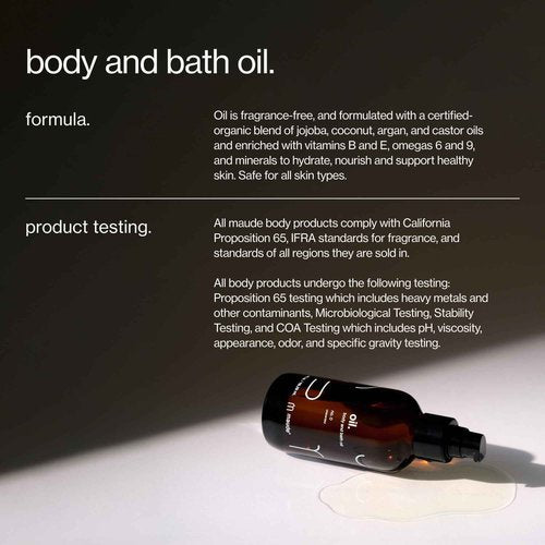 Maude Oil No. 0 - Hydrating Organic Massage + Body Oil - Skin Moisturizer with Organic Jojoba, Coconut & Castor Oil - Rich in Vitamin B + Vitamin E (4 fl oz)