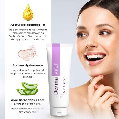 DermaVitál Skin Quench Facial Moisturizer for DermaWand - Face Moisturizer, Cream Combines Argireline, Sodium Hyaluronate and Aloe Vera - Reduce the Appearance of Wrinkles - 1oz