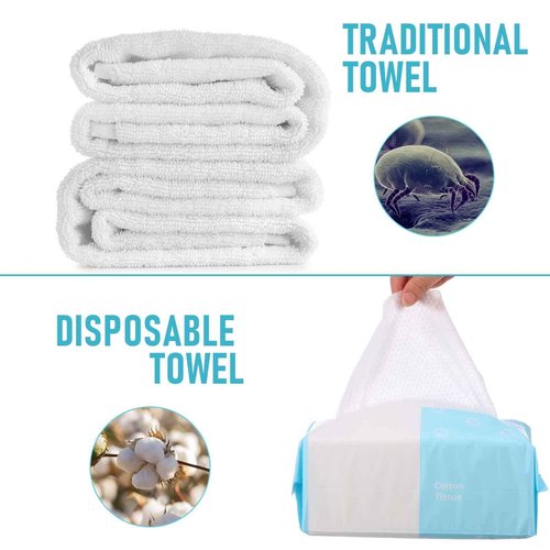 12 Pack 1200 Counts Disposable Towelettes for Face, Face Towel Bulk Cotton Face Tissues Soft Facial Tissue Dry Wet Use for Sensitive Skin Care, Makeup Removing, Surface Cleaning, 5.9 x 7.8 Inch