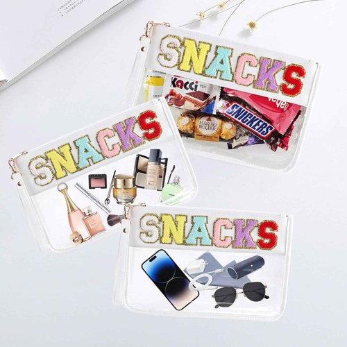 Sunnydeer 2Pcs Snack Bags for Travel,Snack Bag for Letter Flat Pouch, Snack Bags for Kids Small Snack Bag(white)