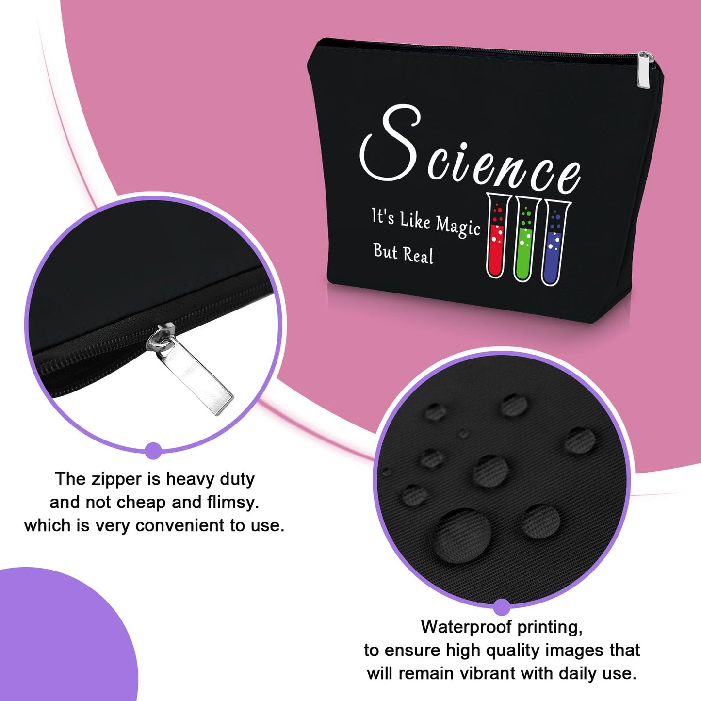 Sazuwu 2PCS Science Gifts for Adults Makeup Bag Science Teacher Gifts for Women Science Lovers Gifts Ideas Cosmetic Bag Scientist Gifts for Her Chemist Gifts for Girls Birthday Christmas Gifts