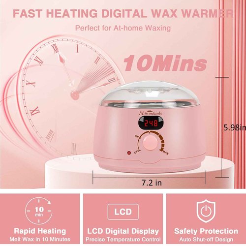 Waxing Kit -Digital Wax Warmer Machine for Hair Removal with 4 Packs of Hard Wax Beads & Silicone Pot for Full Body, Legs, Face, Eyebrows, Bikini, Brazilian at Home Waxing Kit for Women Men
