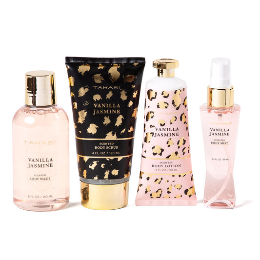 Tahari Spa Gift Set for Women, Vanilla Jasmine Spa Set, Bath Kit for Women Gift Set Includes Body Lotion, Body Wash, Hand Cream, Lotion Gift Set for Women, Birthday Gifts For Women - (Leopard)