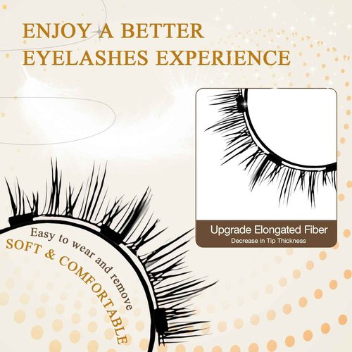 Hunnyfit Magnetic Lashes, Magnetic Eyelashes with applicator Natural Look,Reusable No Glue or Liner Needed Eyelashes Kit for Daily Use(Natural+Simple)