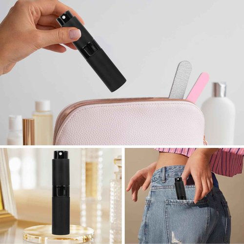 Xohairp 8ML Perfume Atomizer Travel Spray Bottles Refillable Portable Sprayer Mini Spray Empty for Refill Dispenser (3PCS, Black)