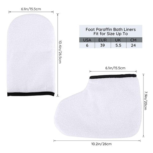 Paraffin Wax Bath Liners for Hand & Foot, Segbeauty Paraffin Heated SPA Mittens Foot Liners with Padded Terry Cloth, 200pcs Plastic Paraffin Baths Socks and Gloves for Thermal Home DIY SPA