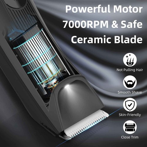 INVJOY Manscape Body & Pubic Hair Trimmer for Men w/Light - No Nick, No Cut, Balls Trimmer - No Razor Burn Groin, Body Groomer Shaver, IPX7 Waterproof Electric Razor w/Recharge Dock, Gift for Men Dad