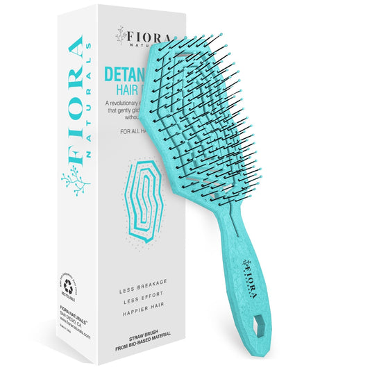 Fiora Naturals Hair Detangling Brush -100% Bio-Friendly Detangler hair brush w/Ultra-soft Bristles- Glide Through Tangles with Ease - For Curly, Straight, Women, Men, Kids, Toddlers, Wet and Dry Hair