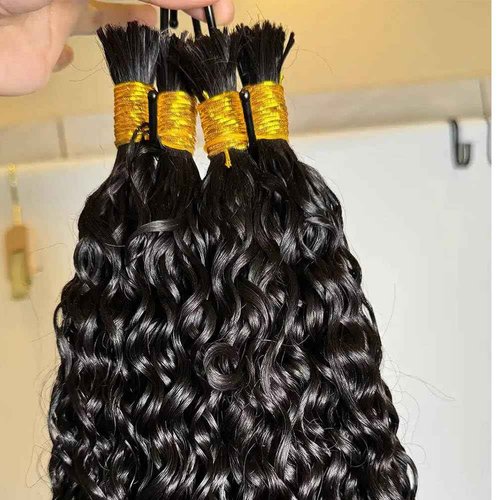 Pre Divided Bulk Human Hair for Boho Braids Deep Wave Bundles for Briding Brazilian Virgin Human Hair Curly Bulk Crochet Hair No Weft Extensions for Black Women 18Inch 160 roots 50g