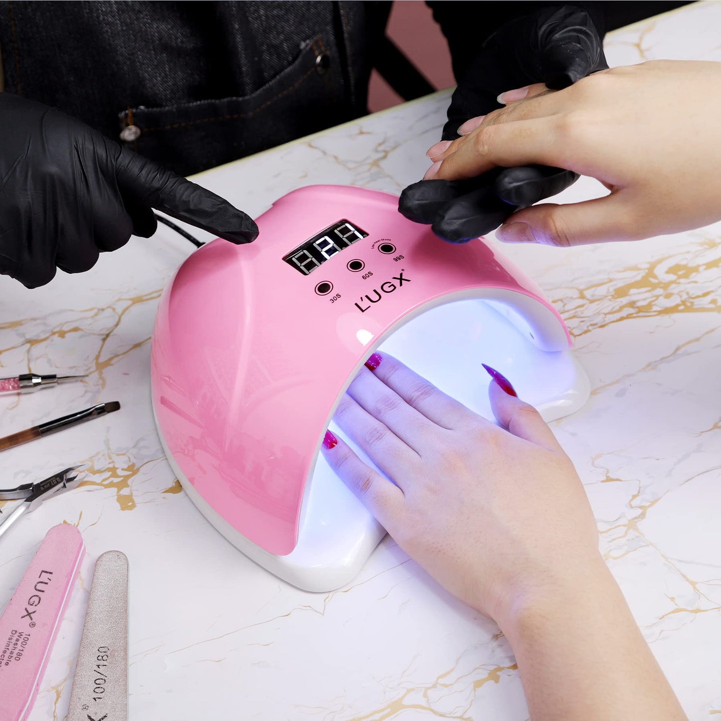 L'UGX 48W UV LED Nail Lamp Nail Dryer for Gel Polish with 3 Timer, Gel Nail Polish Curing UV Light, Perfect for Home Salon Use (White)