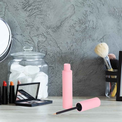 LALAFINA 30Pcs Plastic Empty Eyeliner Tube 10ml Pink Vials Bottles Refillable Eyeliner Brush Applicator for Diy Eyelash Growth Oil,Eye Gloss Liquid