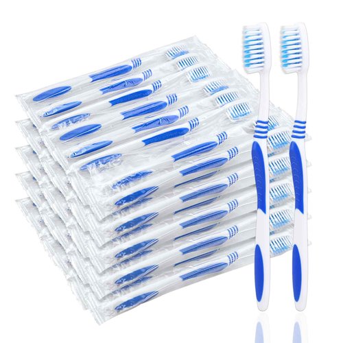 SLequipo 100 Prepasted Disposable Toothbrushes Individually Wrapped Pre Pasted Toothbrushes Soft Bristle Travel Tooth Brush Single Use Wrapped for Hotel, Camping, Travel and Gift for The Homeless