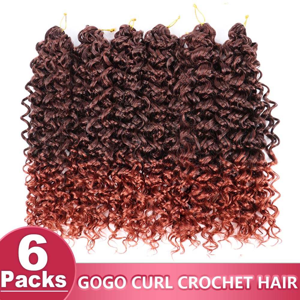 GoGo Curl Crochet Hair Water Wave Crochet Hair Water Wave Crotchet Braiding Hair (8 Inch (Pack of 6), 1B/350#)