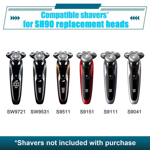 9 Pack SH90 Replacement Head Compatible with Philips Norelco Series 9000(S9xxx) /8000(S8xxx) ， Upgraded SH90 Compatibility Double blades for norelco 9000 replacement heads