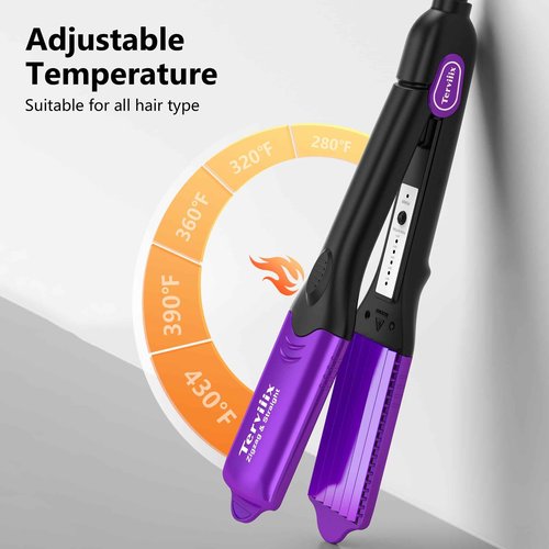 Terviiix Crimper Hair Iron with 4 Interchangeable Plates, Keratin & Argan Oil Infused Hair Crimper for Women, Volumizing Crimping Iron for Thin Fine Hair, 5 Heat Settings & 60 Mins Auto Off, Purple