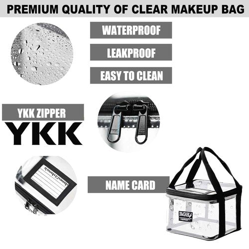 Rough Enough Clear Cosmetic Bag Large Makeup Pouch for Purse Toiletry Organizer for Travel Women with Ykk Zipper Sturdy Handle Water Resistant