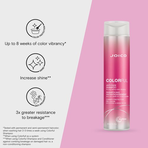 Joico Colorful Anti-Fade Shampoo and Conditioner | For Color-Treated Hair | Preserve Hair Color & Vibrancy Long-Term | Boost Shine & Reduce Breakage | Sulfate Free | With Camellia Oil & Pomegranate