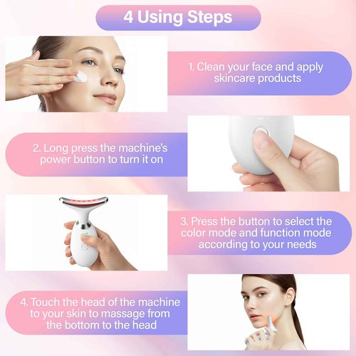 Neck and Face Care Device for Home Daily Use, Skin Care Tool, Wrink-le Improve, Firm, Tightening and Smooth White