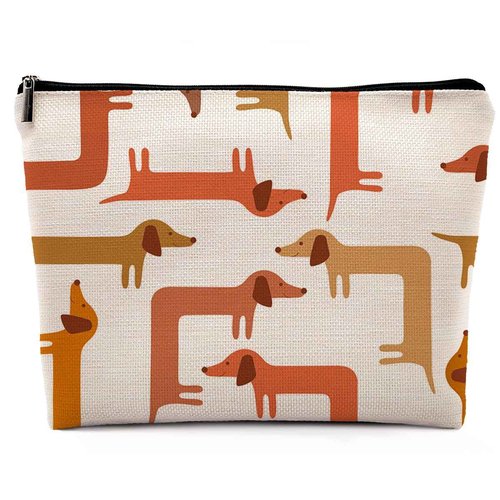 Dwept Funny Dachshund Cosmetic Bag, Gifts for Dog Lovers Mom, Dog Lovers Gifts, Dachshund DogLover Gift for Women, DogMakeup Bag for Purse, Wiener Weiner PuppyDog Travel Toiletry Beauty Bag