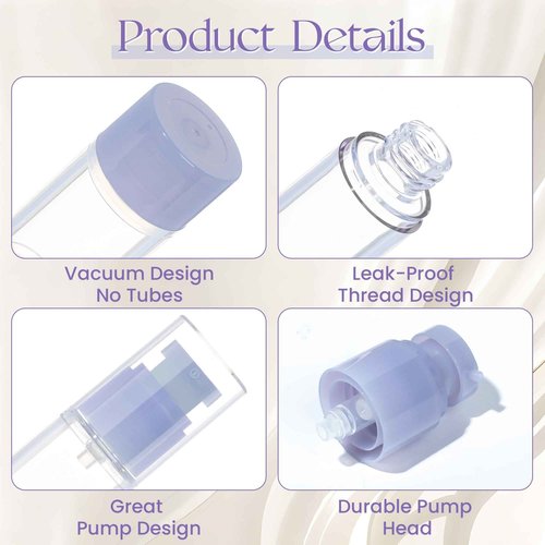 RONRONS 1oz 30ml Airless Pump Bottles, Refillable Leak Proof Travel Pump Bottle Toiletry Cosmetic Skincare Containers for Lotion Toner Gel Foundation (3 Pieces)