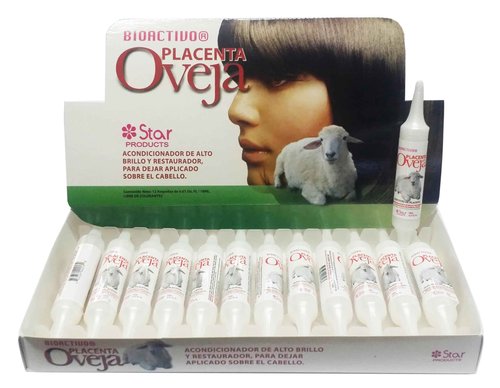 Star Bioactivo Sheep Placenta Hair Treatment – 12 Ampoules – Intensive Shine & Repair Conditioner – Bioactive Leave-In Formula for Damaged, Dry, or Treated Hair.