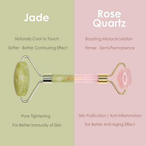 glowiest Rose Quartz Roller for Face, Eye and Neck: Facial Massager -100% Natural Rose Quartz | Lymphatic Drainage | Improving Fine Lines