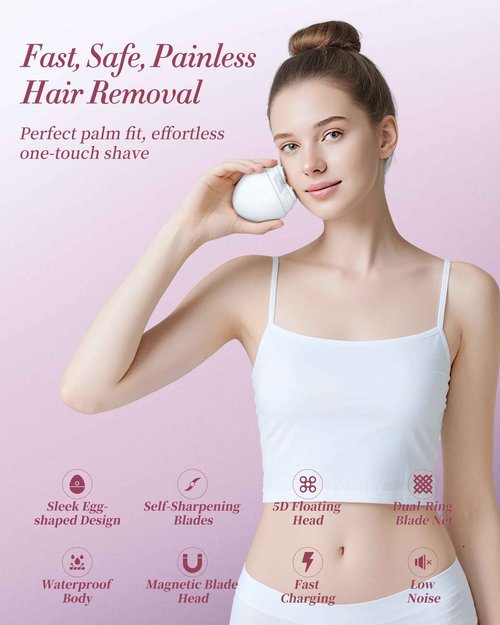 Electric Razors for Women - Magnetic 5D Floating Painless Shaver, Cordless Rechargeable Hair Remover, IPX6 Waterproof Wet Dry Shaving for Legs, Bikini, Face, Underarm, Arm (Gold, Matte)