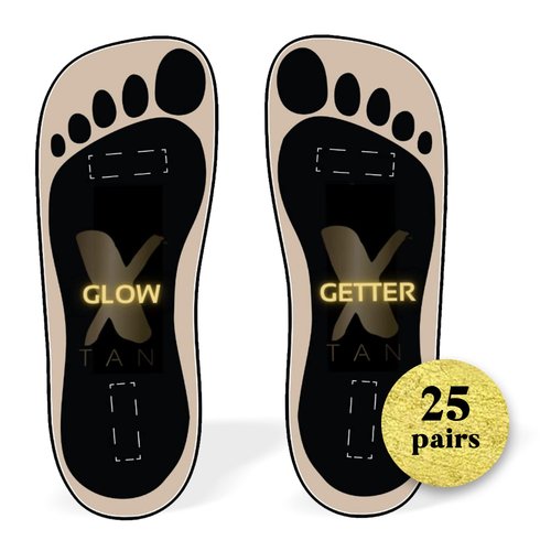 X-TAN Sunless Stick-On Feet Tanning Stickers, Vegan Disposable Pads, 25 Pairs, 1 Pack