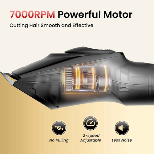 OLOV PROFESSIONAL Hair Clippers for Men, Cordless Hair Clipper Kit, Adjustable 4 Length Setting, 2-Speed Settings, Replaceable Ceramic Blade Heads, Rechargeable Hair Clippers for Family (Black)