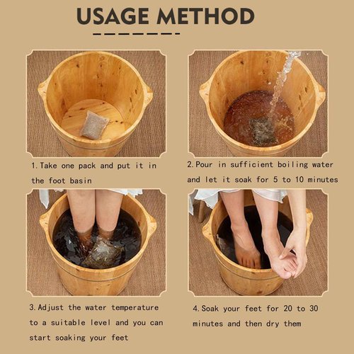 30 Pack Herbal Foot Soak Bags -Natural Ginger Mugwort Foot Detox Soak ,Body care herbal package Soothes Tired ,Chinese Herbal Foot Bath Spa Gift for Men & Women艾草生姜中药泡脚包 (32 Ounce (Pack of 1), 24)