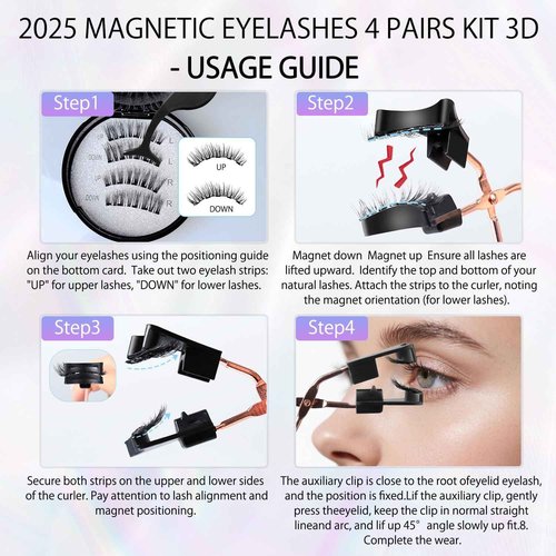 WITIFIG 2025 Magnetic Eyelashes 4 Pairs Kit 3D Natural Reusable Lashes with Applicator, No Glue Eyeliner Needed, Waterproof & Hypoallergenic False Eyelashes for Daily/Party/Wedding (1)