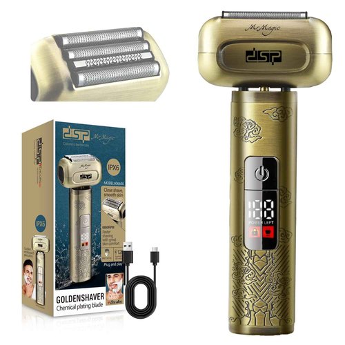 DSP Electric Shavers for Men, IPX6 Waterproof, Type-C, Rechargeable Shaver, 4-Blade Cutting System, Electric Foil Shaver, Travel Lock (Bronze)