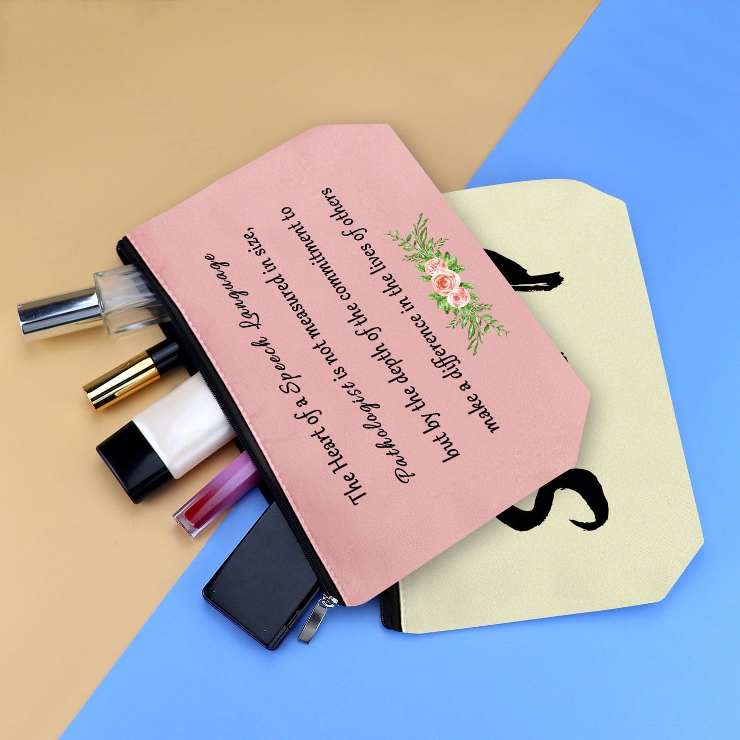 3 Pcs SLP Gift Makeup Bag Speech Therapy Gifts Speech Therapist Gift for Women Cosmetic Bag Speech Language Pathologist Appreciation Gift Speech Language Pathology Gifts Christmas Thanksgiving Gifts