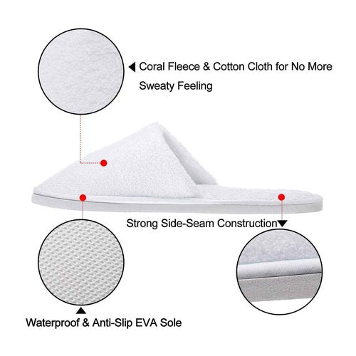AhfuLife Spa Slippers 10 Pairs of Hotel Slippers 2 Sizes, Disposable Closed-Toe Slippers for Guest, House Slipper Non-slip Unisex for Wedding, Party, Travel, Bedroom