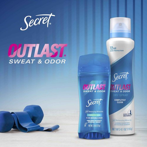 Secret Outlast Dry Spray Antiperspirant Deodorant for Women, 72hr Sweat & Odor Protection, PH Balancing Minerals, Protection Powder Scent, 4.1 oz (Pack of 3)