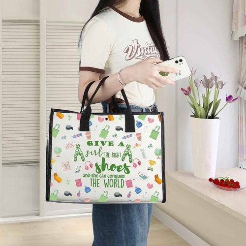 WZMPA Irish Dancer Cosmetic Bag - Dance Teacher Gift - The Right Shoes and She Can Conquer the World - Dancing Makeup Zipper Pouch - Team Gift (Give a Shoes-TB)