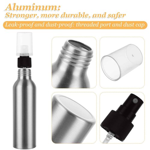 APACALI 24PCS Aluminum Spray Bottle 4oz Mini Mist Sprayer Metal Spray Bottle, Empty Spray Bottles, Reusable Bottles Small Spray Bottles for Travel, Cosmetic Perfume, Toner, Face Spray