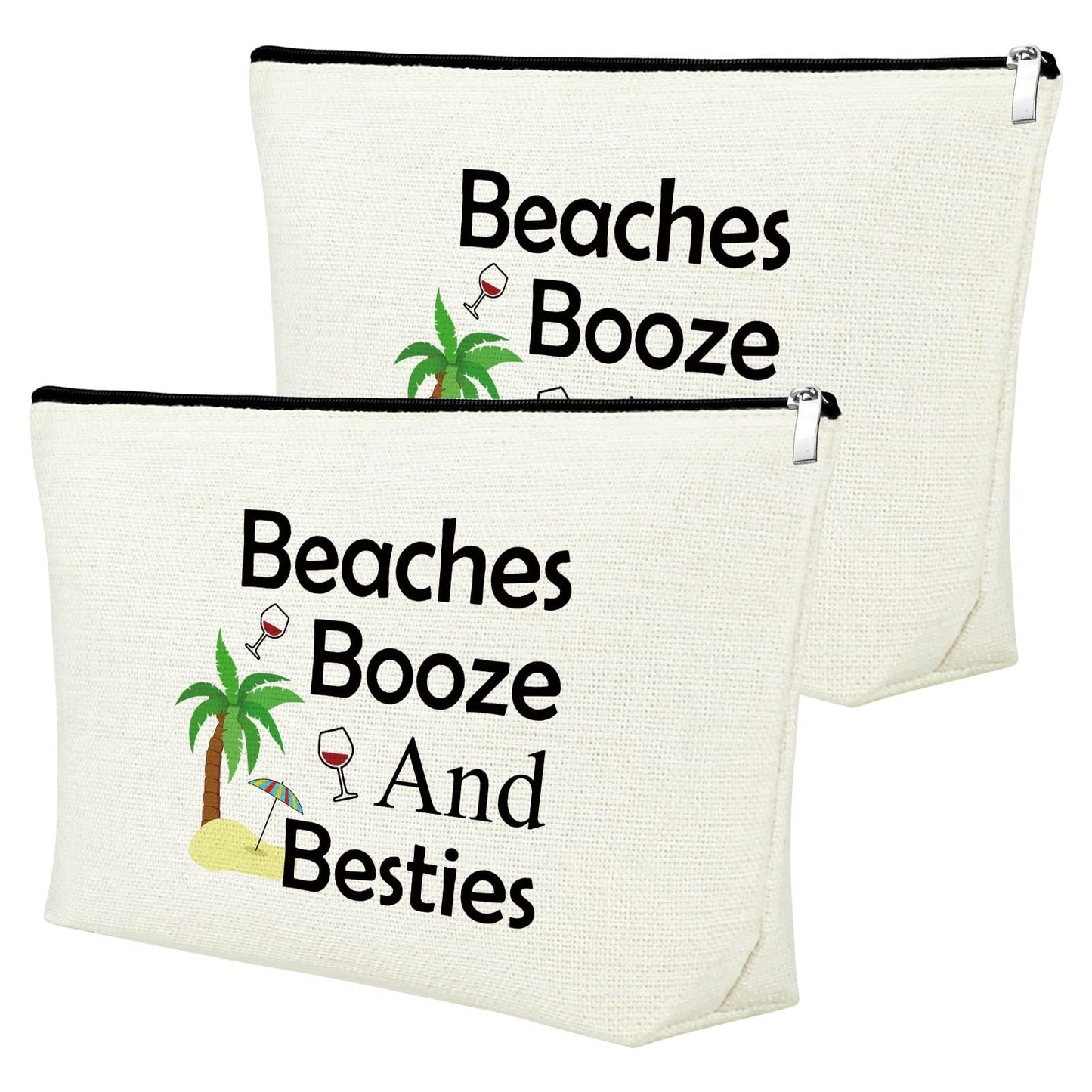 2 Pieces Beach Lover Gifts for Women Beach Makeup Bag Funny Vacation Gifts Cosmetic Bag Beach Themed Gifts for Women Besties Birthday Christmas Graduation Gifts for Beach Lover Travel Makeup Pouch