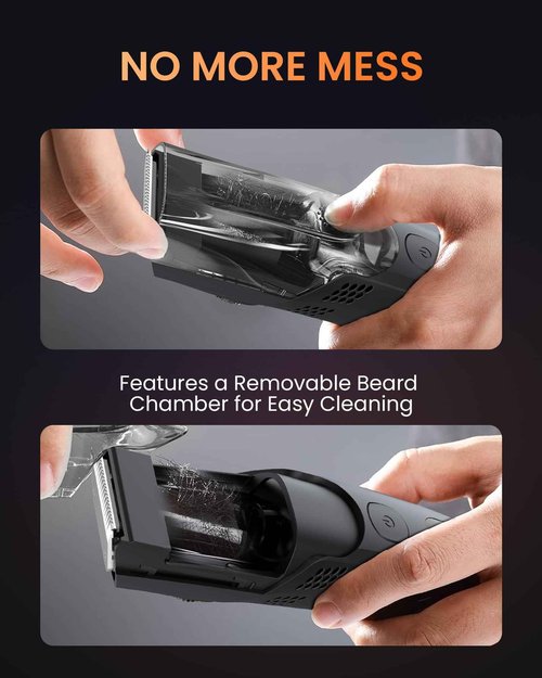 kurtmark Vacuum Beard Trimmer for Men, Rechargeable Electric Mens Beard Trimmer with Adjustable Length Comb (1-20mm), Cordless Mustache Trimmer for Men with Built-in Vacuum for Facial, Sideburns