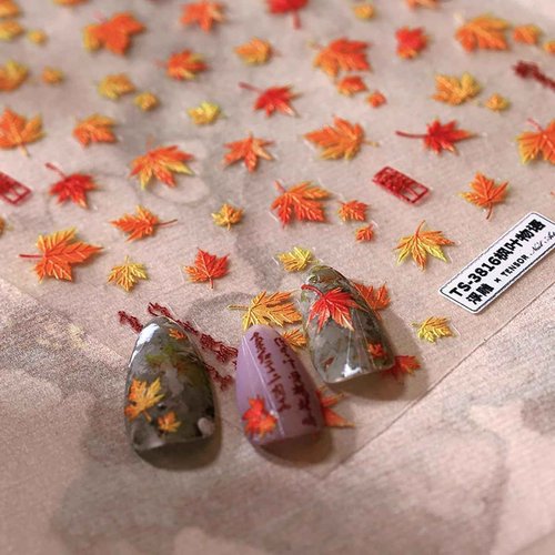 5D Embossed Fall Nail Art Stickers Maple Leaf Nail Stickers Fiery Red Maple Leaves Nail Design Thanksgiving Nail Art Supplies Autumn Nail Decals for Women Acrylic Nails Decoration