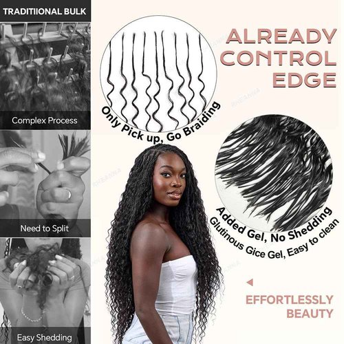 RHEANNA Pre-Divided Curly Bulk Human Hair For Boho Braids Loose Deep Wave Bulk Human Hair For Braiding Double Drawn Extensions (160 Roots)18inch/50g