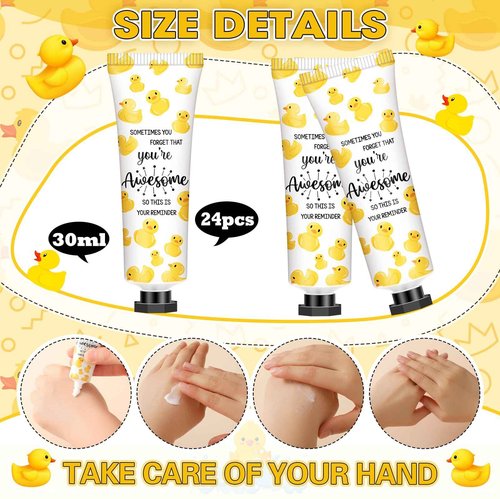 24 Pcs Christmas Positive Duck Gifts Bulk for Coworkers Hand Cream Mini Lotion Bulk Team Appreciation Gift Emotional Support Positive Ducks Gifts for Duck Lovers Women Employee Group Social Workers