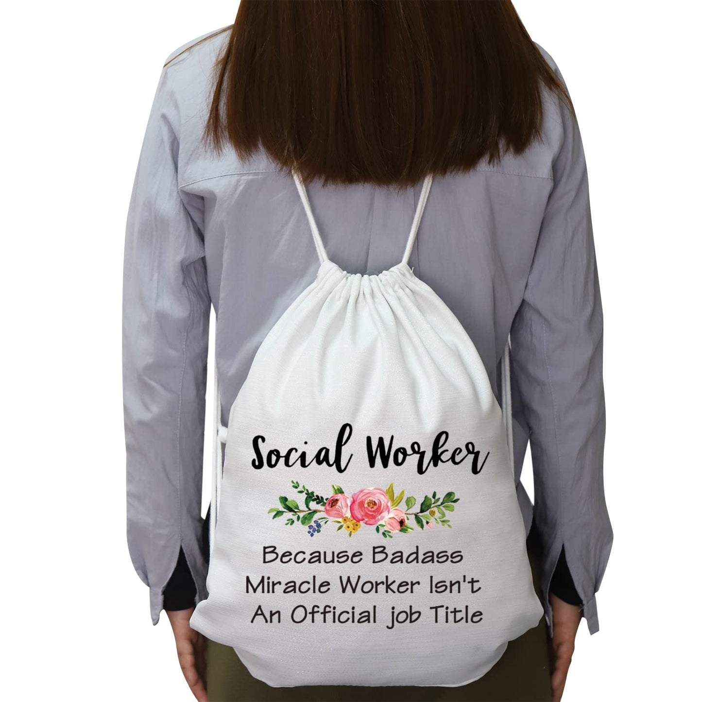 TSOTMO Social Work Appreciation Gift Social Worker Graduation Gift for Woman Because Badass Miracle Worker Isn't An Official Job Title Backpack (Social Worker Pack)