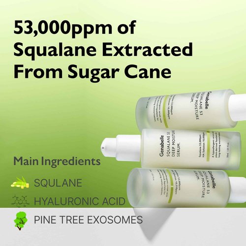 Genabelle Squalane 53 Deep Moisture Serum– Hydrating Serum with Plant-Based Squalane, Pine Exosomes for Long-Lasting Moisture, Skin Barrier & Radiance