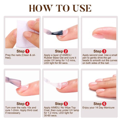 AIMEILI Nail Prep Bond Primer Quick Dry Nail Prep Dehydrator and Rubber Base Gel for Nail